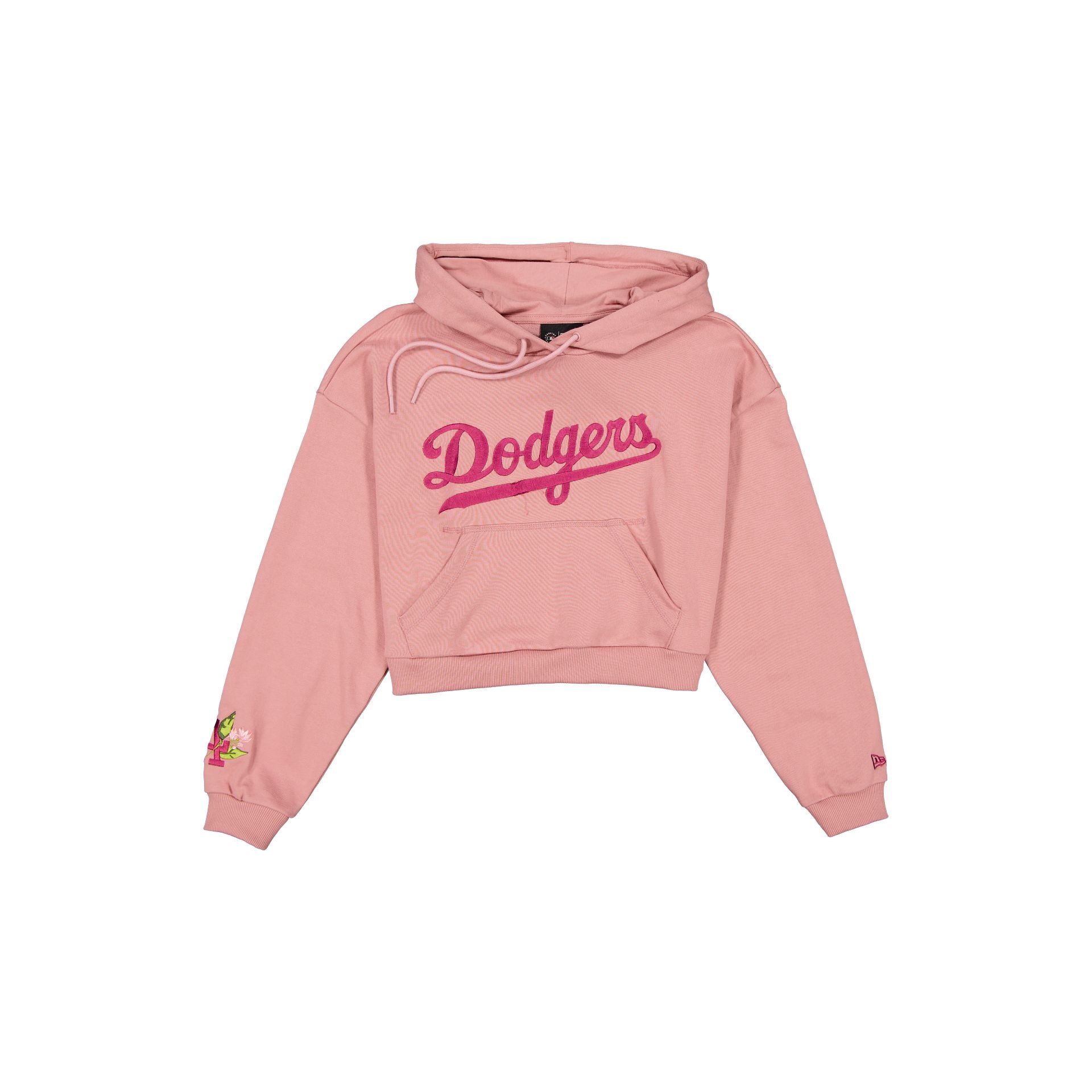 Los Angeles Dodgers Women's Cropped Cosmetic Pink Floral Hoodie