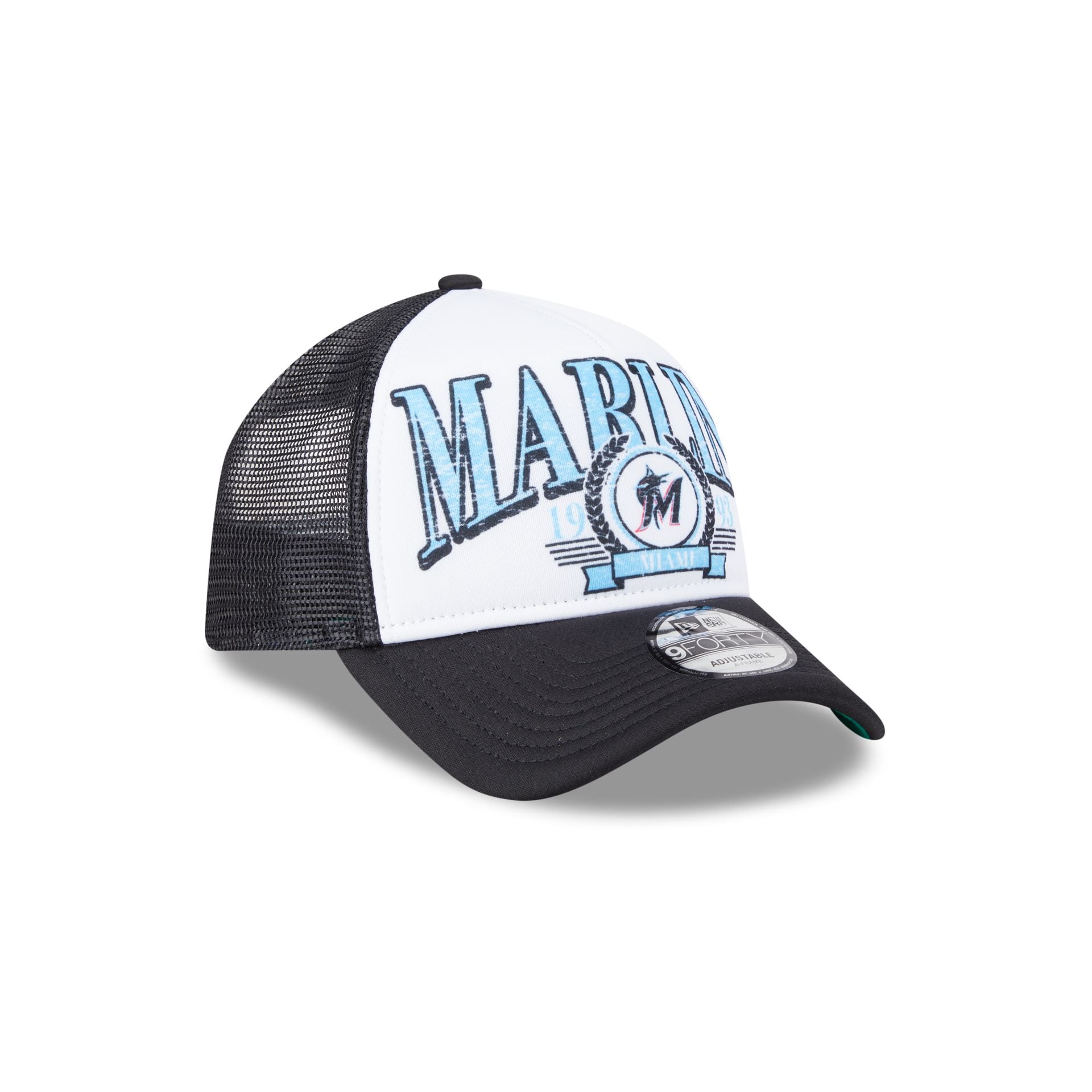 Miami Marlins Distressed 9FORTY A-Frame Trucker Hat