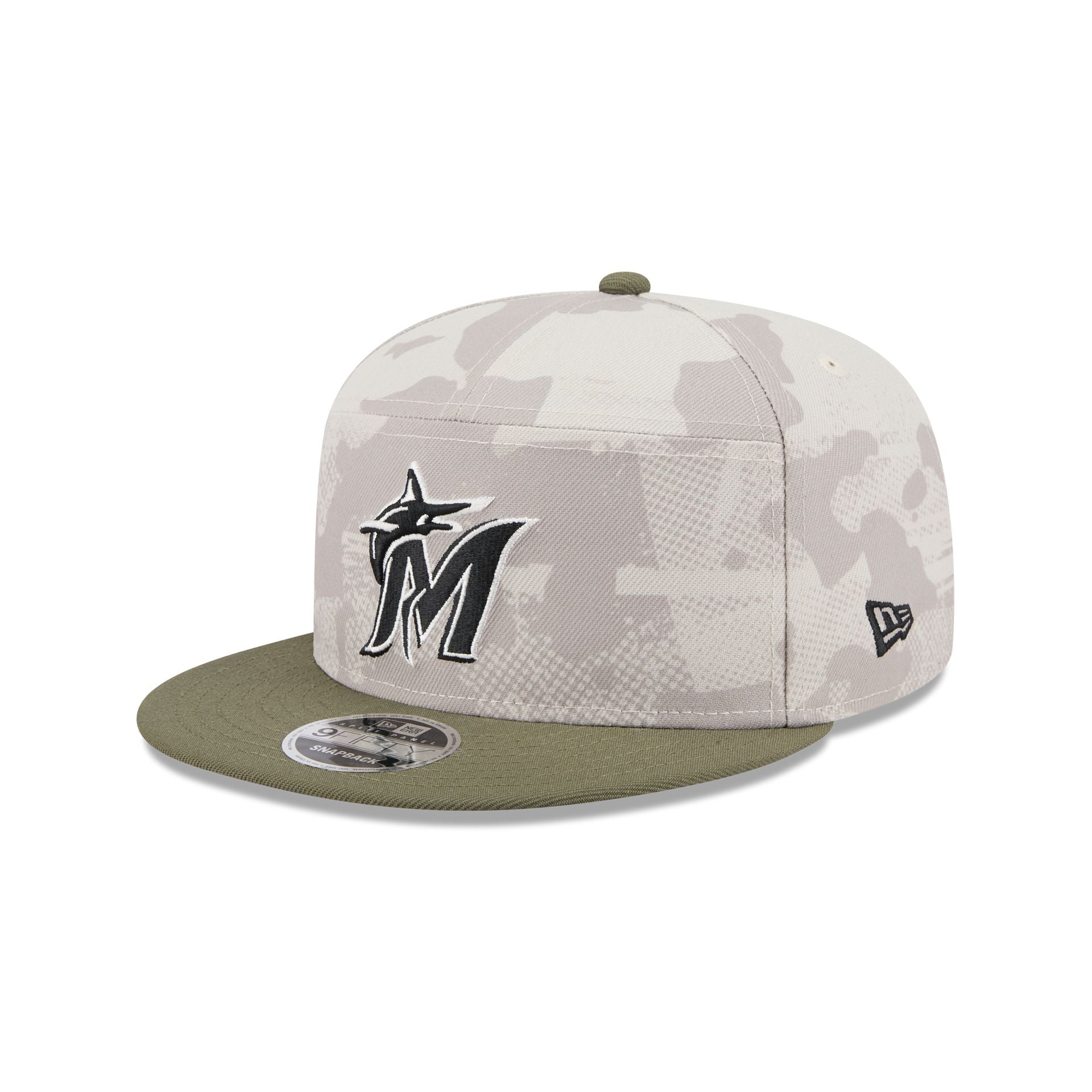 Miami Marlins Armed Forces Day 2025 Split Panel 9FIFTY Snapback Hat