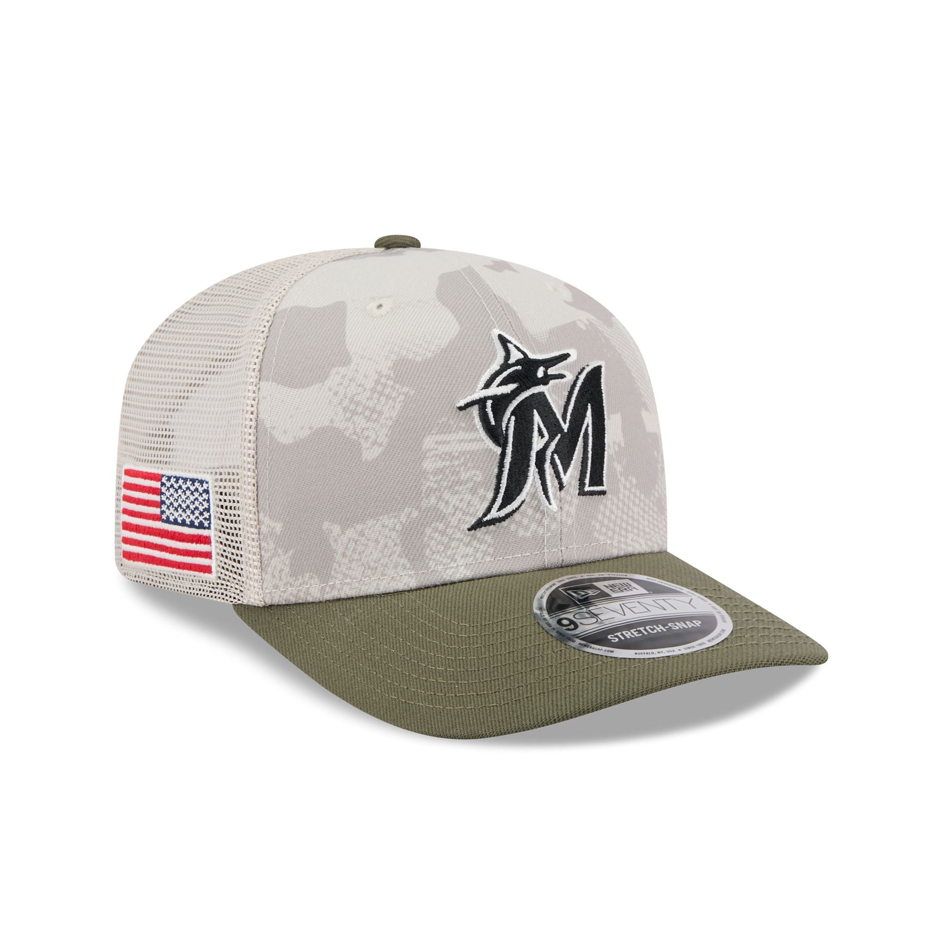 Miami Marlins Armed Forces Day 2025 9SEVENTY Trucker Hat