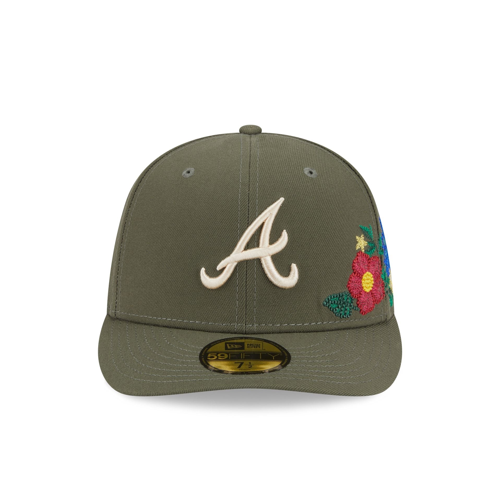 Atlanta Braves Tonal Florals Olive 59FIFTY Fitted Hat