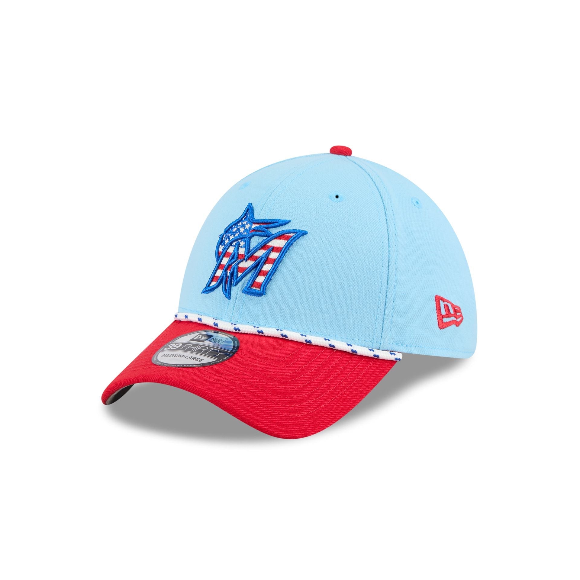 Miami Marlins Independence Day 2025 39THIRTY Stretch Fit Hat
