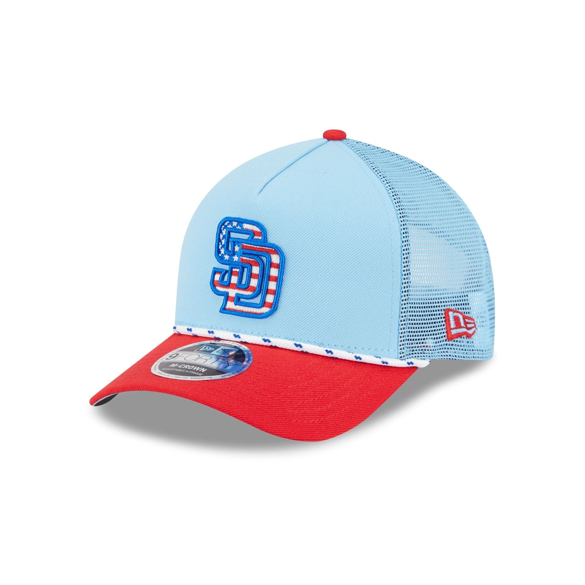 San Diego Padres Independence Day 2025 9FORTY M-Crown A-Frame Trucker Hat