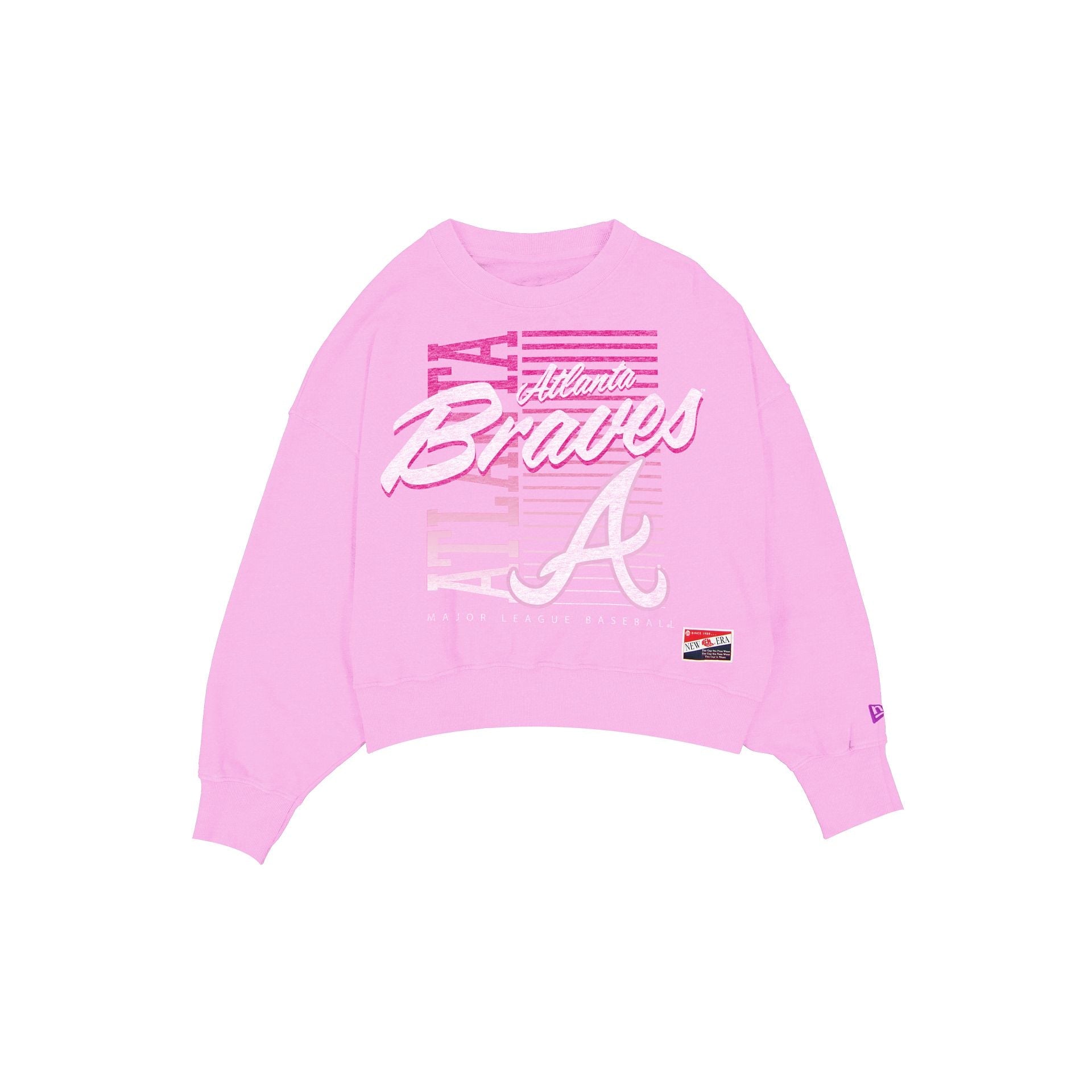 Atlanta Braves Throwback Women's Washed Pink Crewneck