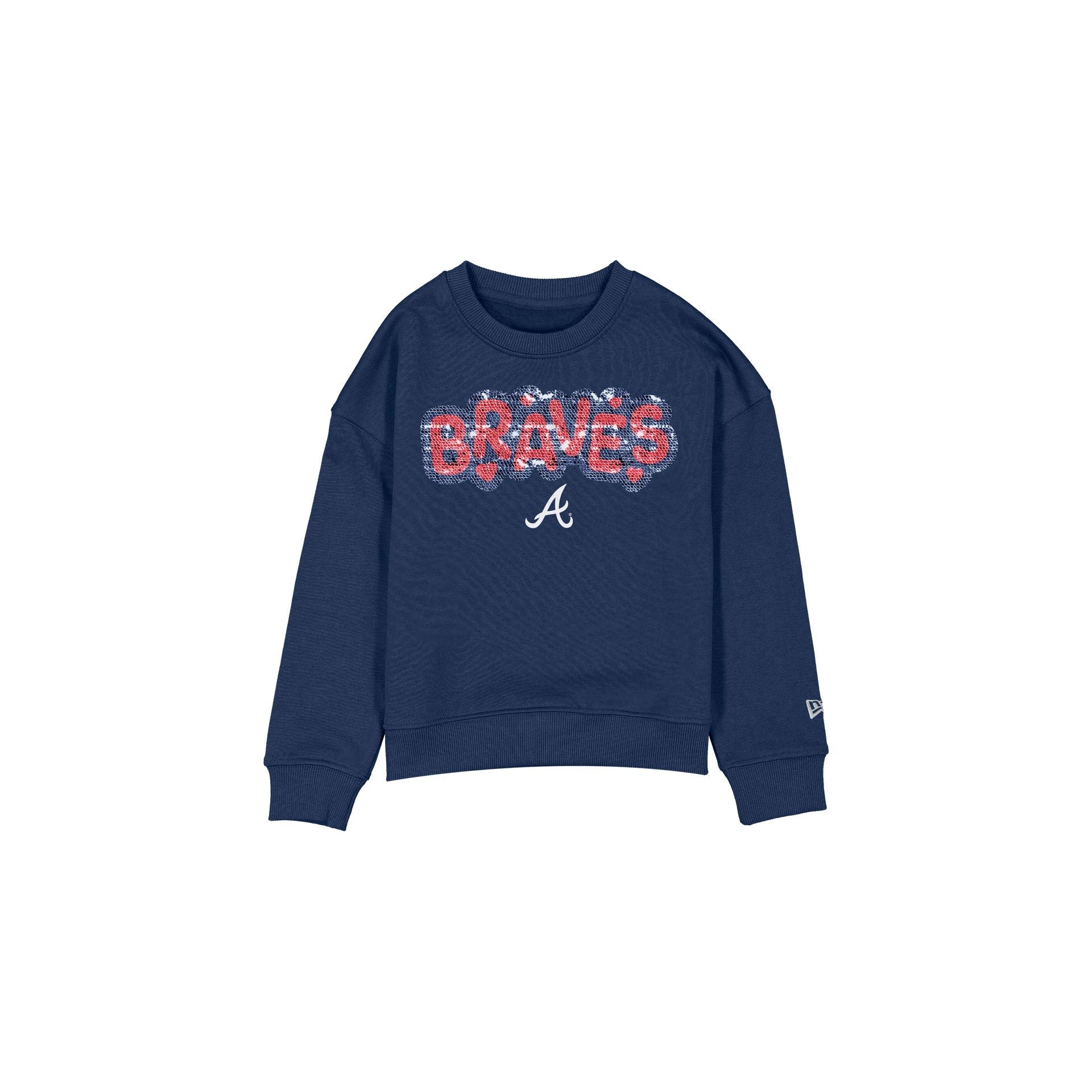 Atlanta Braves Flip Sequin Girls Crewneck