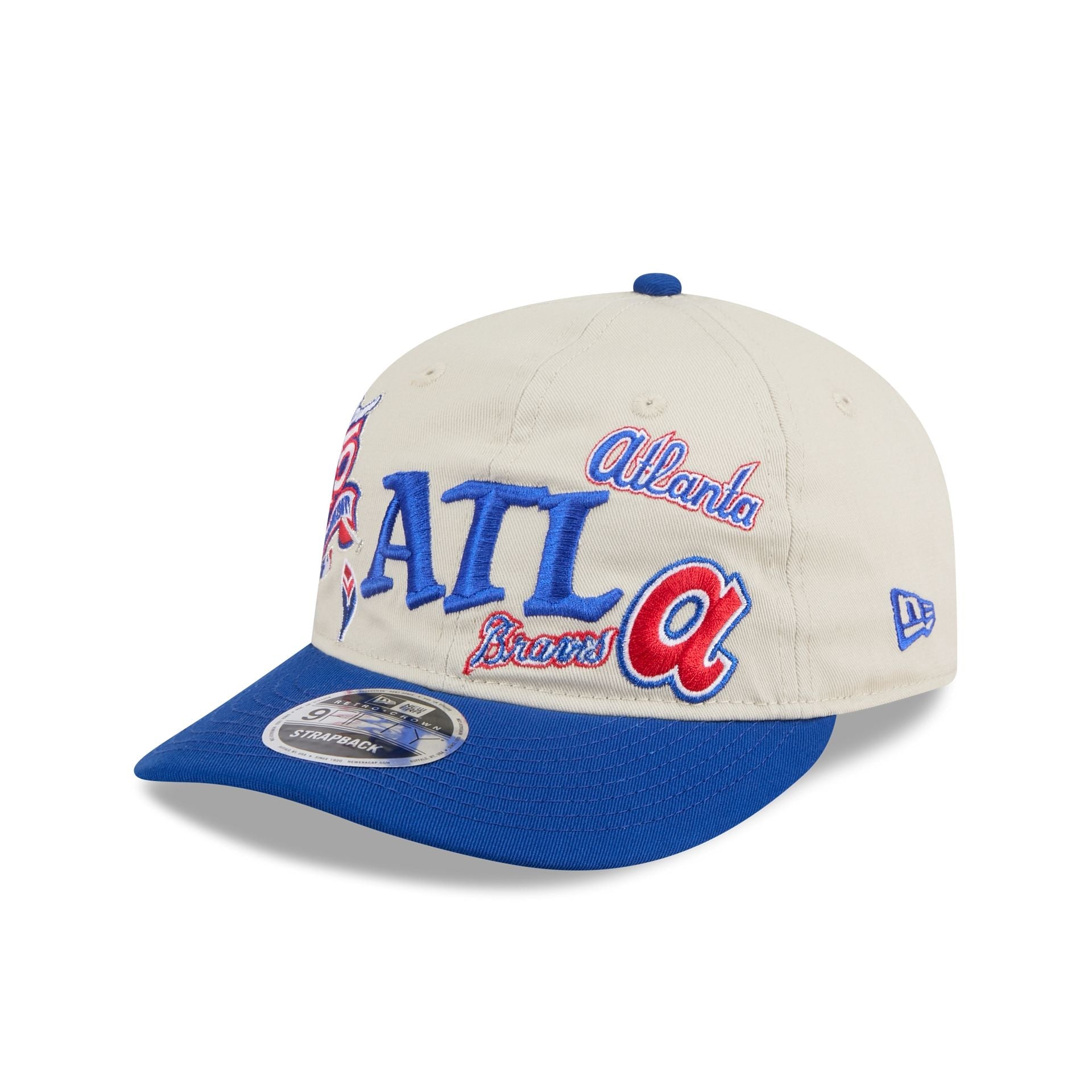 Atlanta Braves Scattered Patches Retro Crown 9FIFTY Snapback Hat