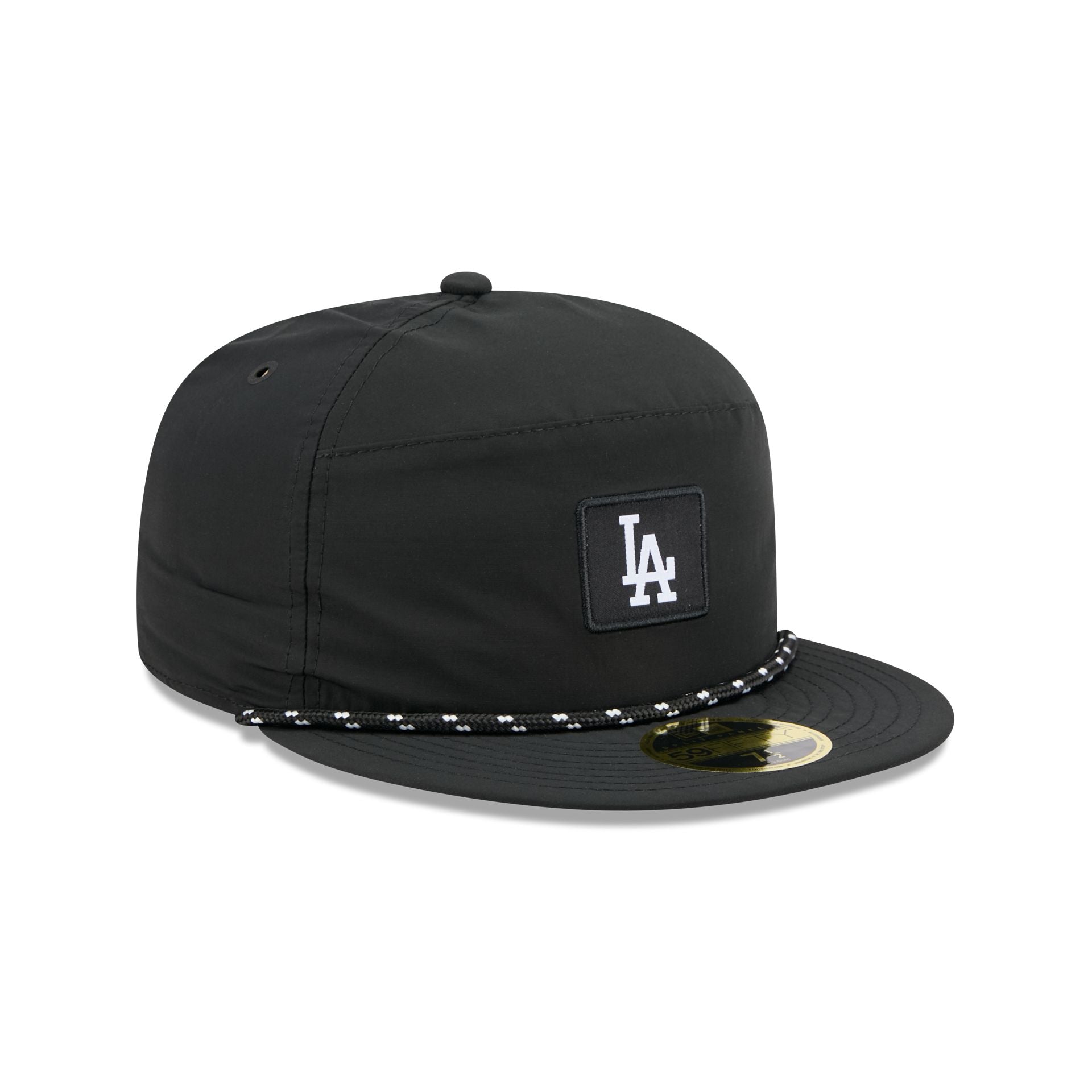 Los Angeles Dodgers Black Poly Rope Split Panel 59FIFTY Fitted Hat