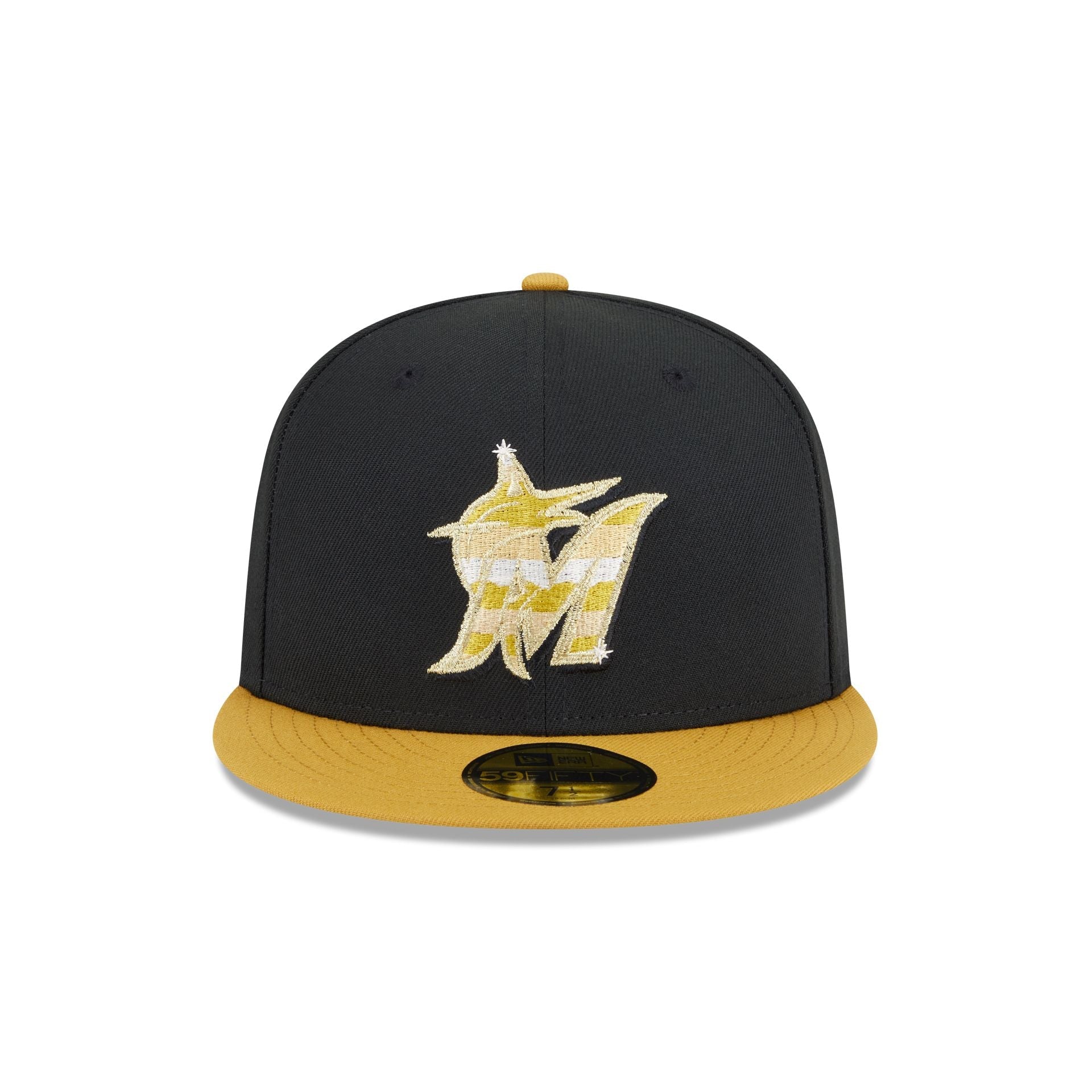 Miami Marlins Metallic Gold Logo 59FIFTY Fitted Hat