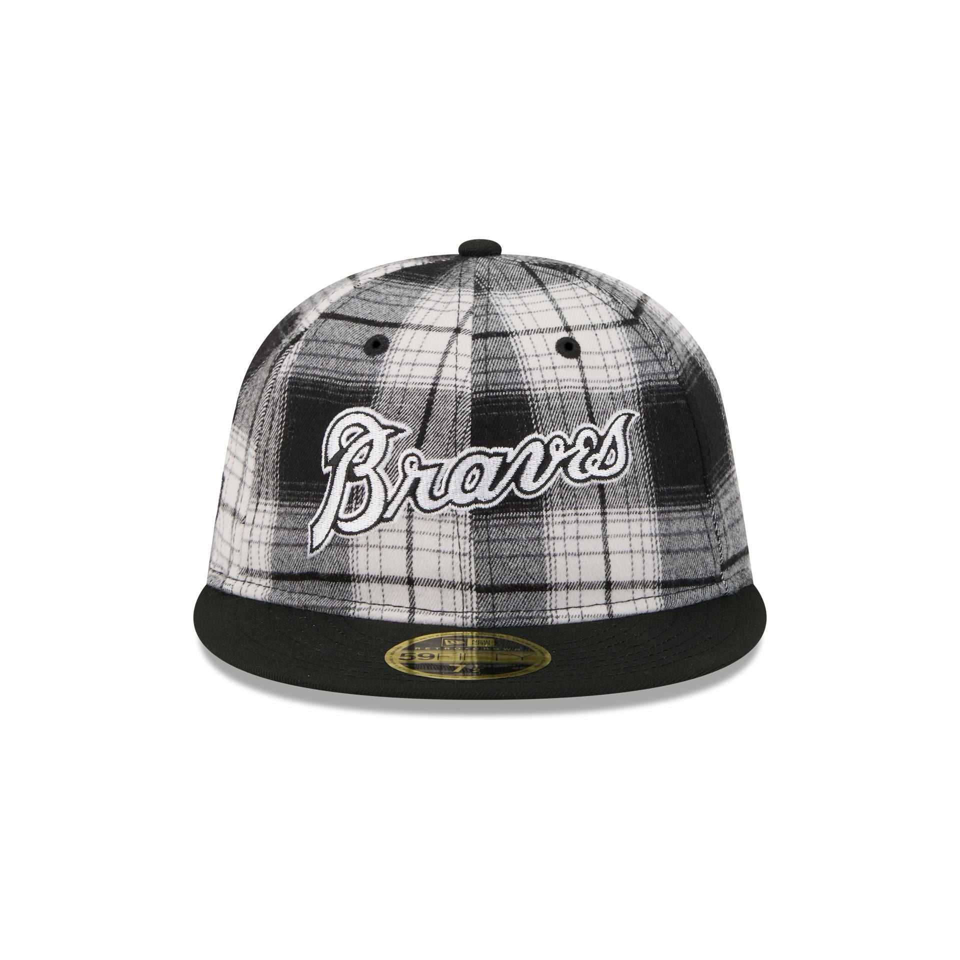 Atlanta Braves Grunge Plaid Retro Crown 59FIFTY Fitted Hat