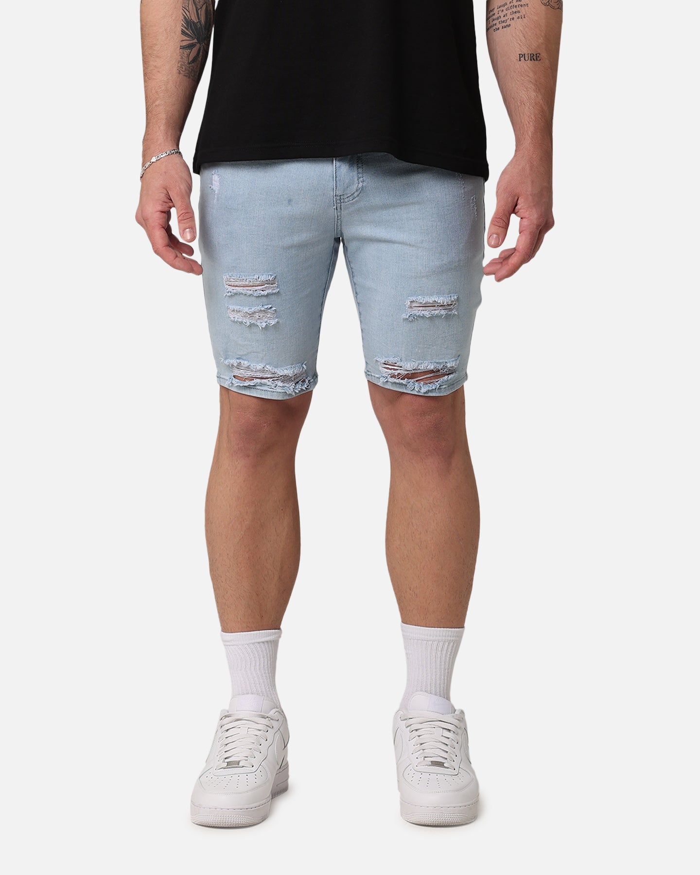 Saint Morta Thrashed Shorts Pale Blue