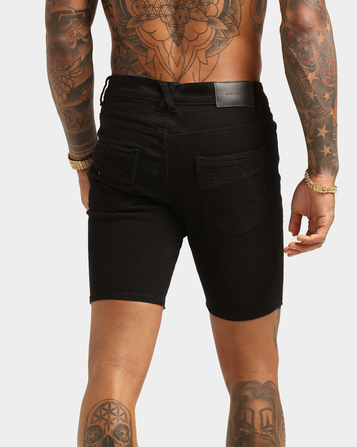 Saint Morta Distressed Biker Short Black