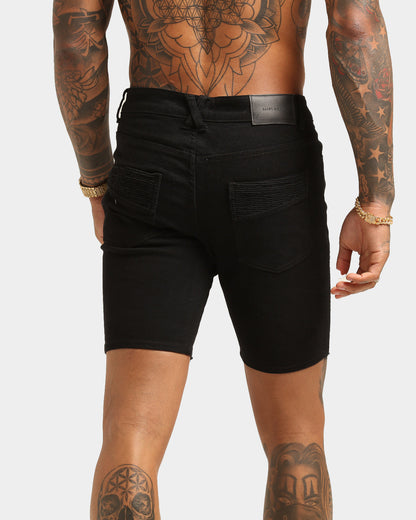 Saint Morta Distressed Biker Short Black