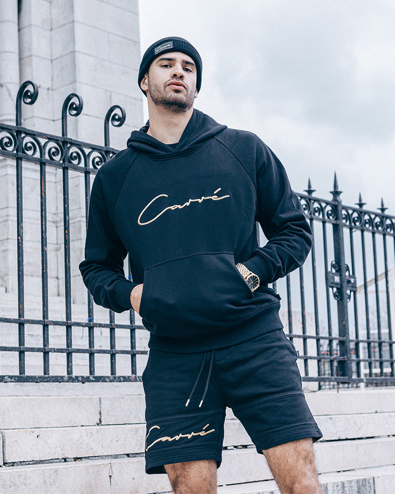 Carré Scripted Fleece Shorts Black/Black/Gold