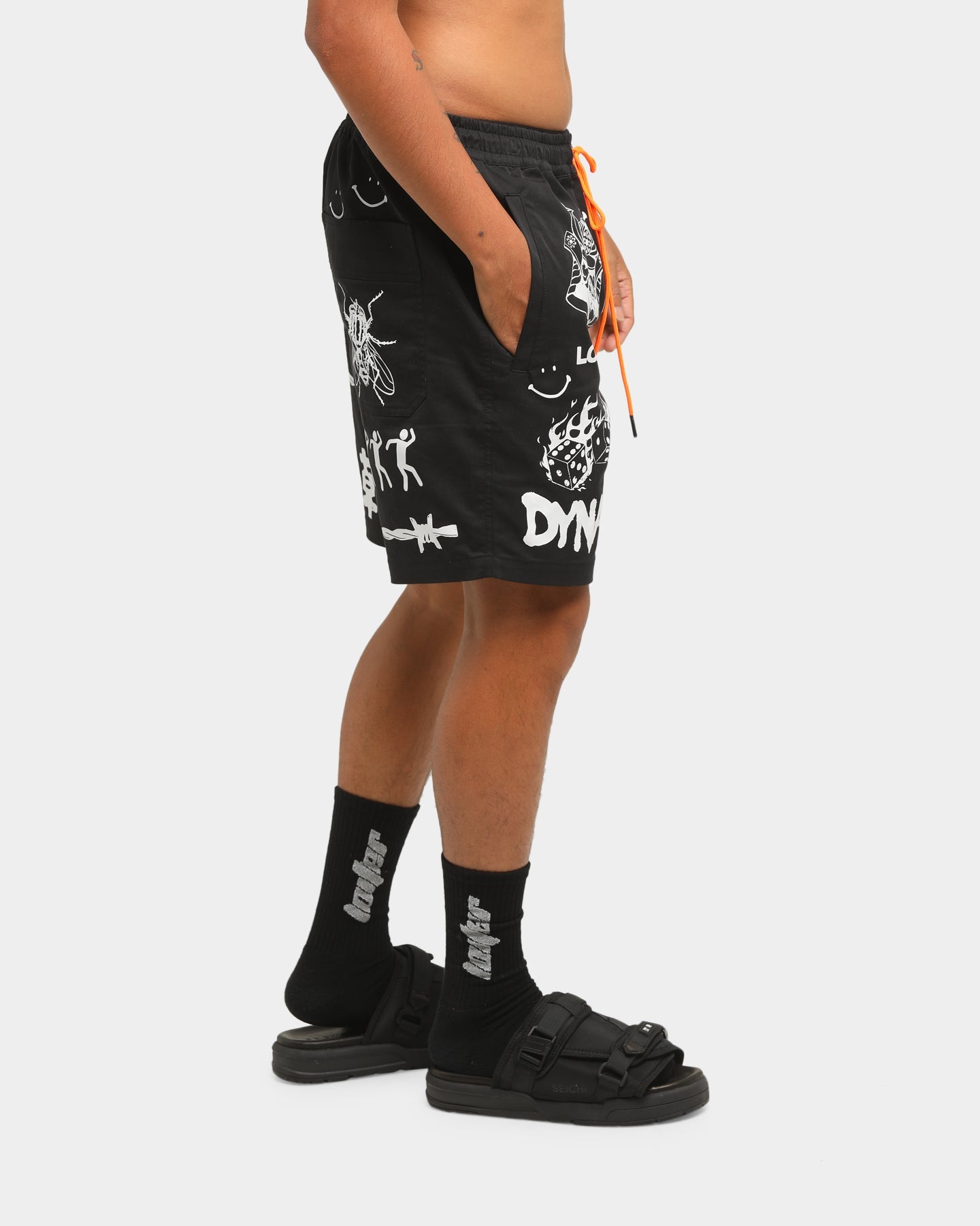 Loiter NYC Men's Dragon Dynasty Multi Logo Short Black