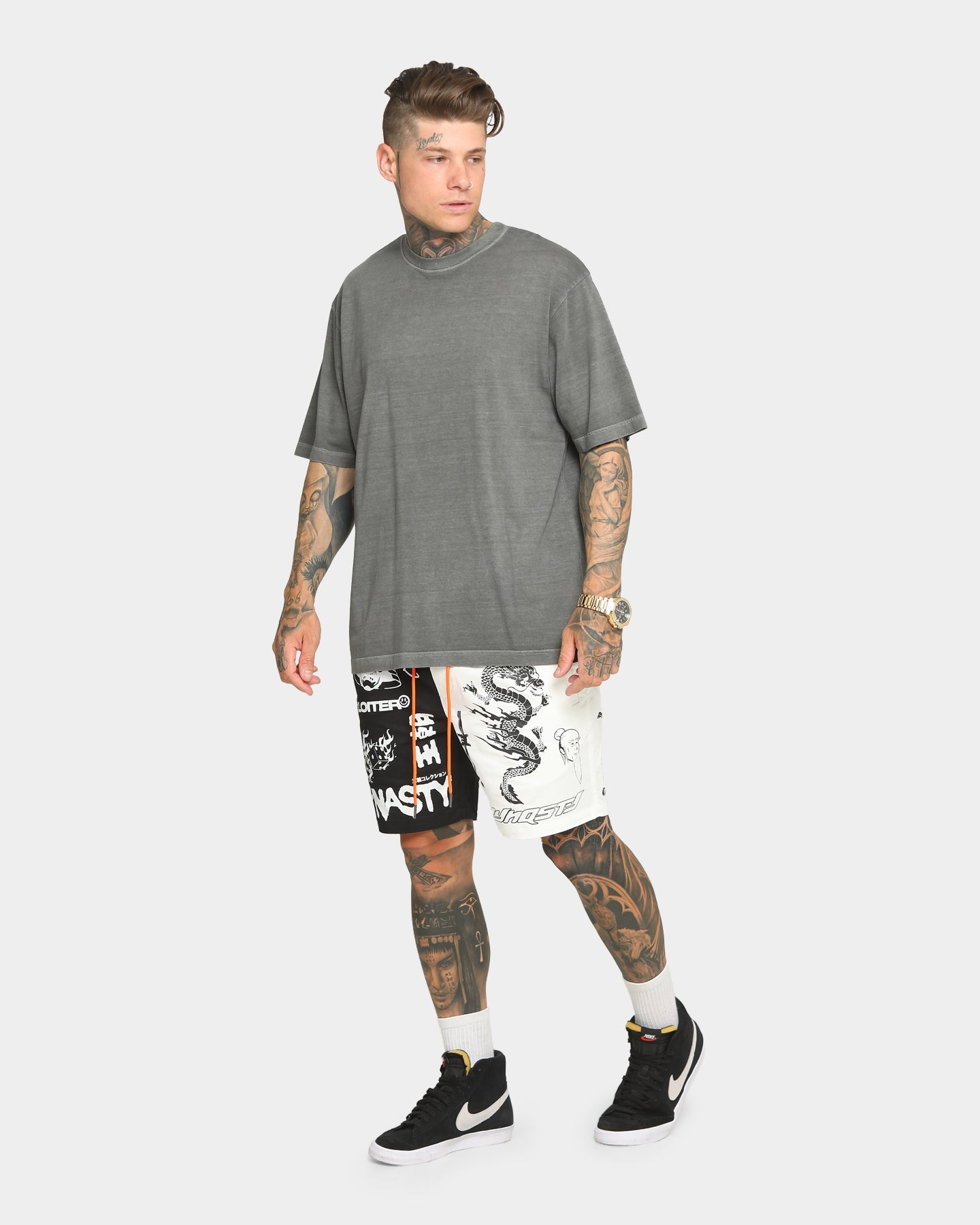 Loiter Dynasty Multi Logo Shorts Black/White