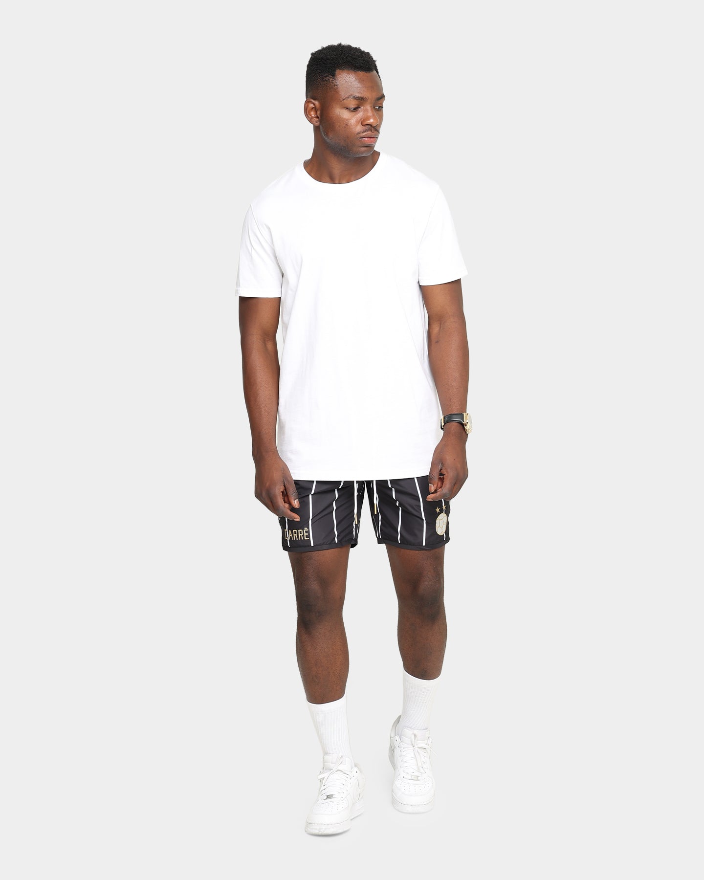 Carré Men's Deux Pinstripe Shorts Black/White