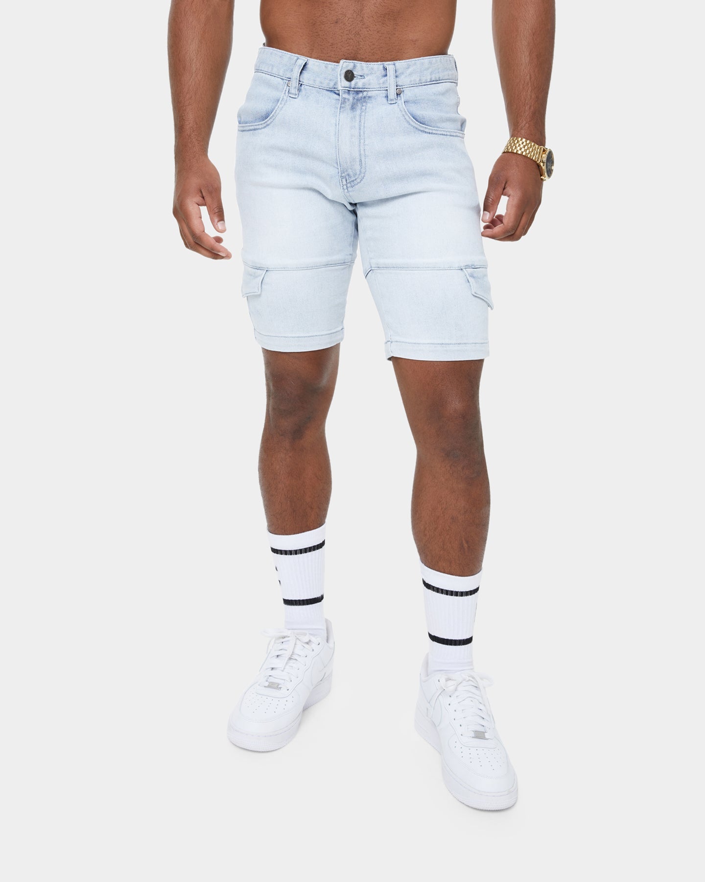 Carré Sommet Jean Cargo Short Light Blue Denim
