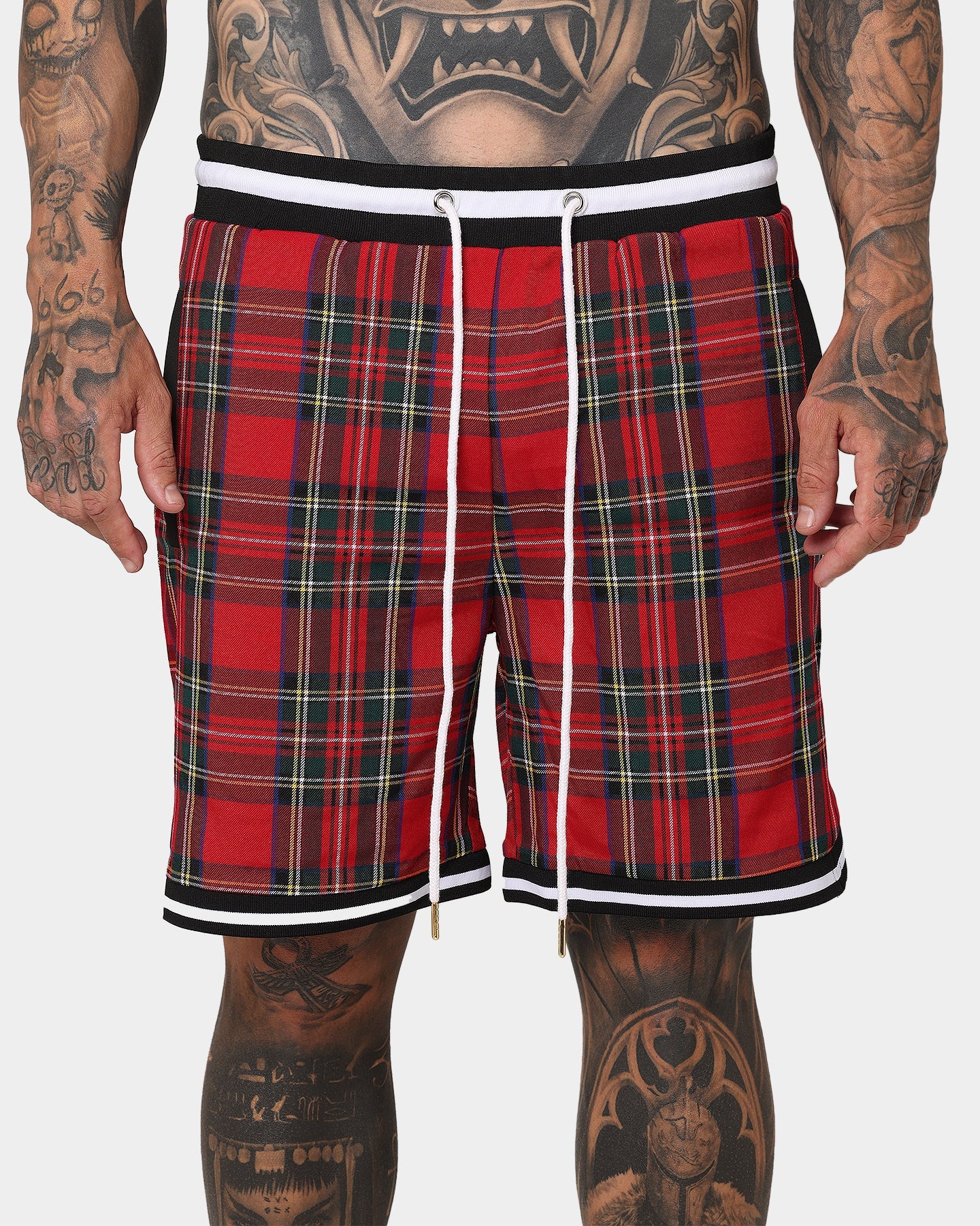 XXIII Tartan Basketball Shorts Red