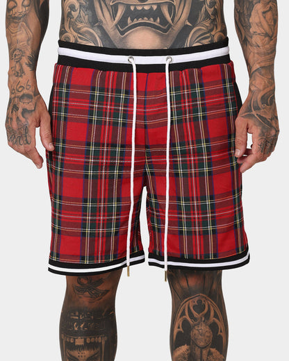 XXIII Tartan Basketball Shorts Red