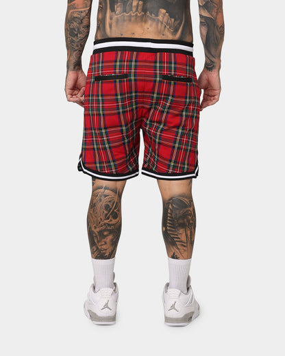 XXIII Tartan Basketball Shorts Red