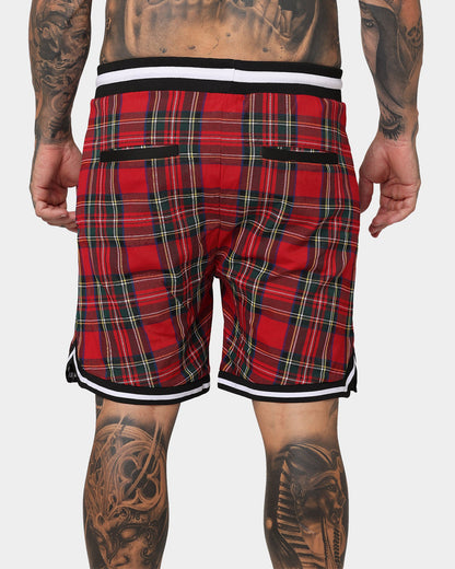 XXIII Tartan Basketball Shorts Red