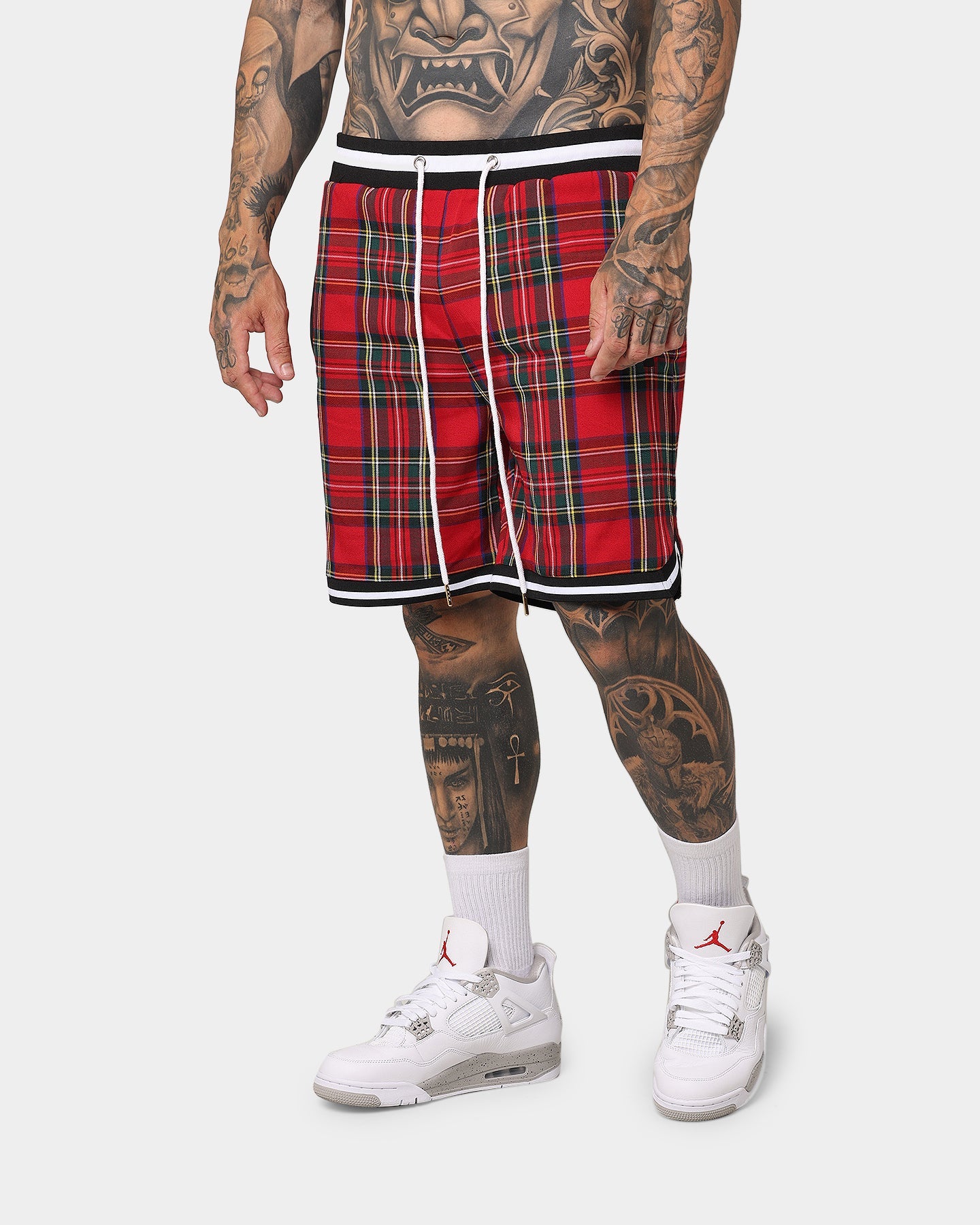XXIII Tartan Basketball Shorts Red