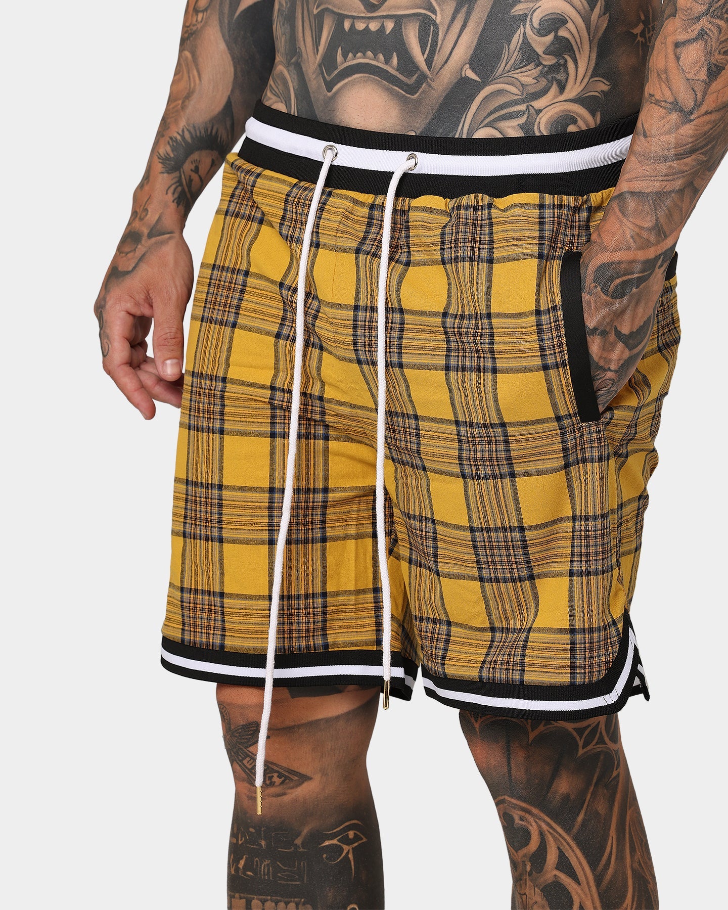 XXIII Tartan Basketball Shorts Yellow