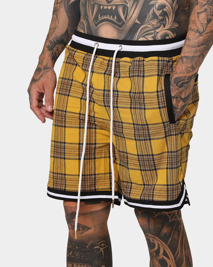 XXIII Tartan Basketball Shorts Yellow