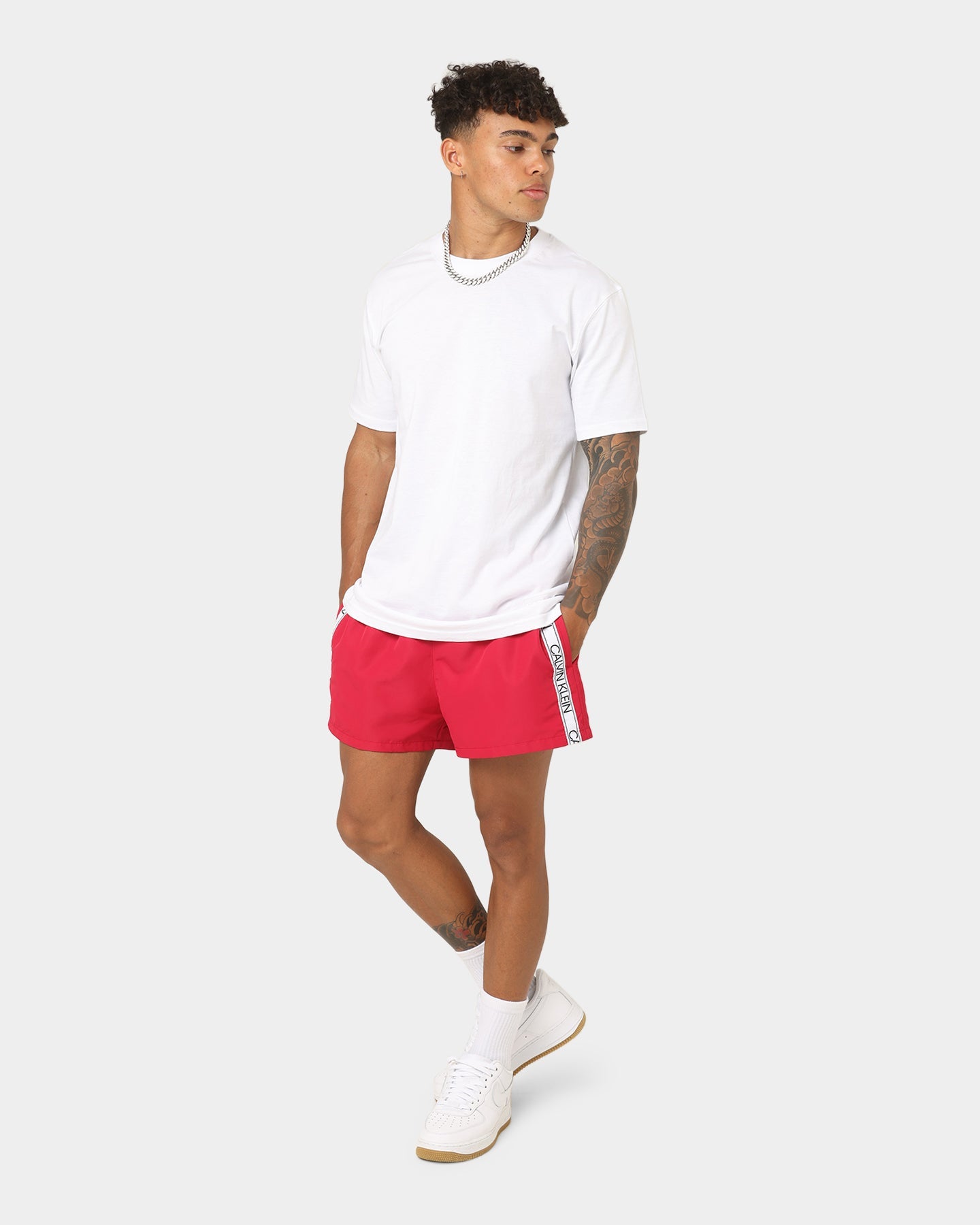 Calvin Klein Core Logo Tape Short Drawstring Swim Shorts Panama Rose