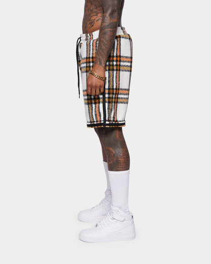 XIII Jam Tartan Basketball Shorts Cream/Brown