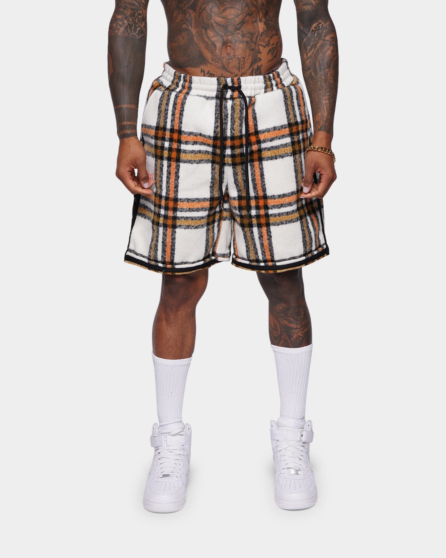 XIII Jam Tartan Basketball Shorts Cream/Brown