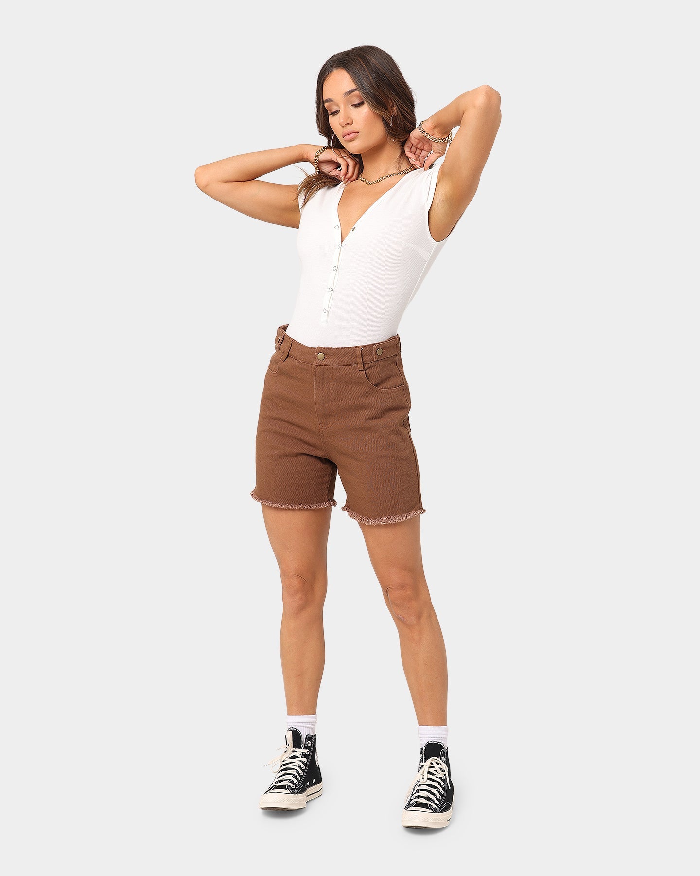 XXIII Women's Asher Brown Denim Shorts Brown
