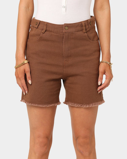 XXIII Women's Asher Brown Denim Shorts Brown