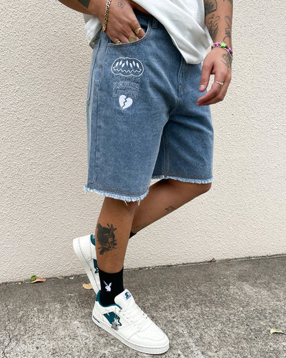 Loiter Freedom Skate Denim Shorts Blue