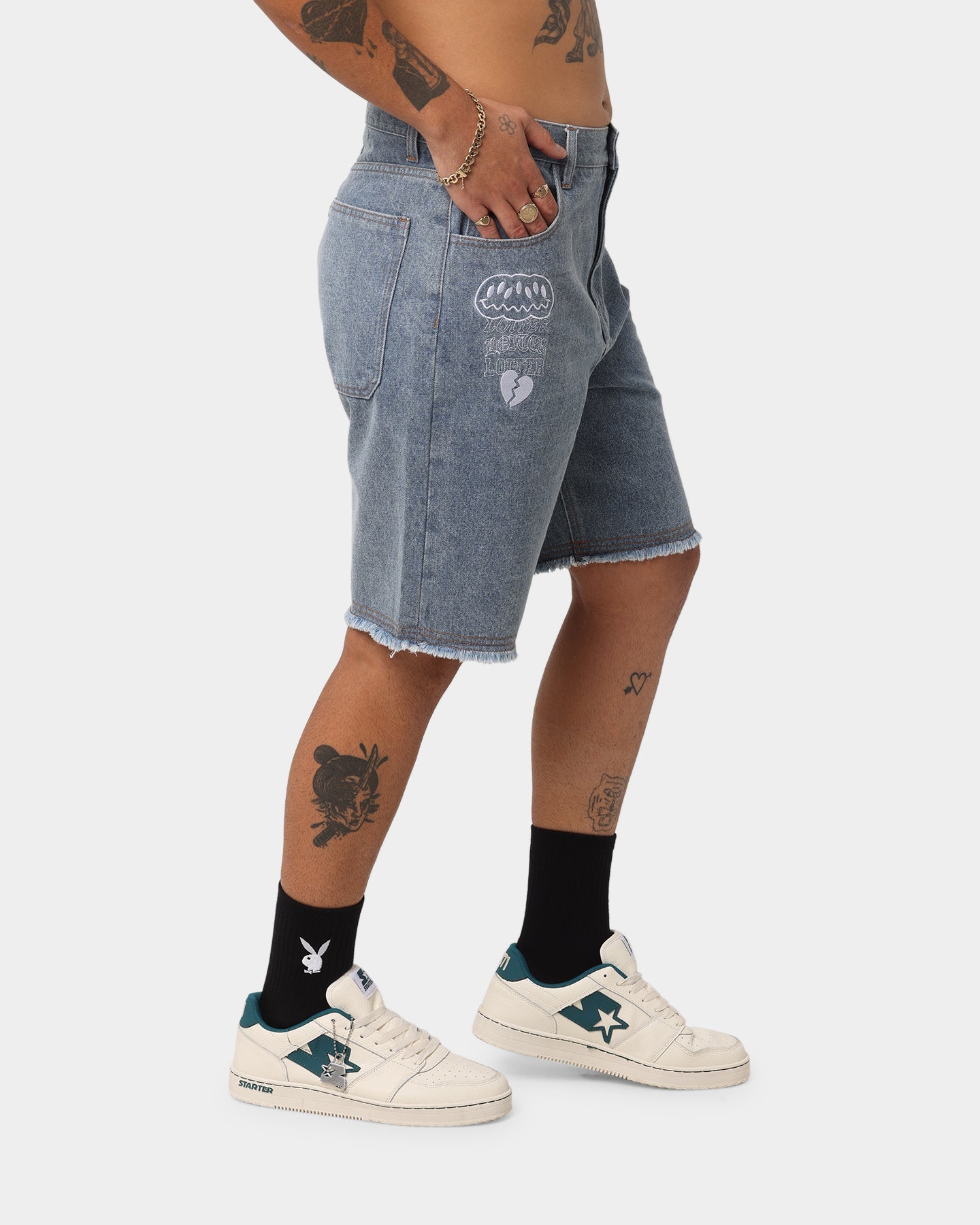 Loiter Freedom Skate Denim Shorts Blue