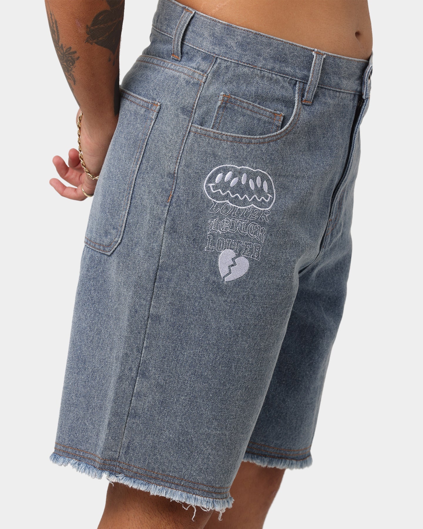 Loiter Freedom Skate Denim Shorts Blue