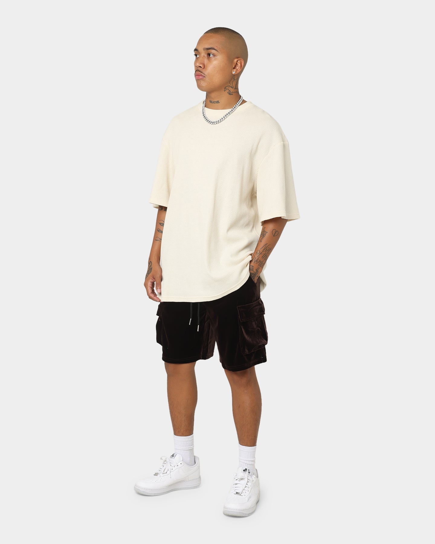 XXIII Uzair Velour Shorts Chocolate