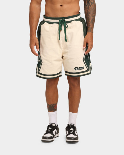 Loiter Carter Corduroy Basketball Shorts Off White/Green