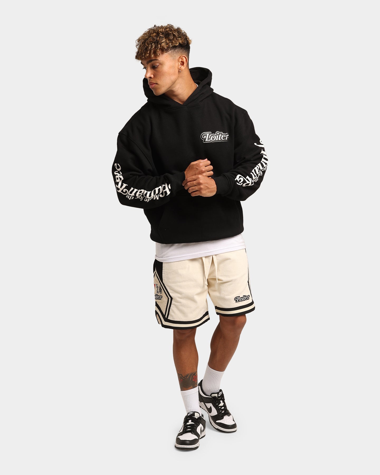 Loiter Carter Corduroy Basketball Shorts Off White/Black