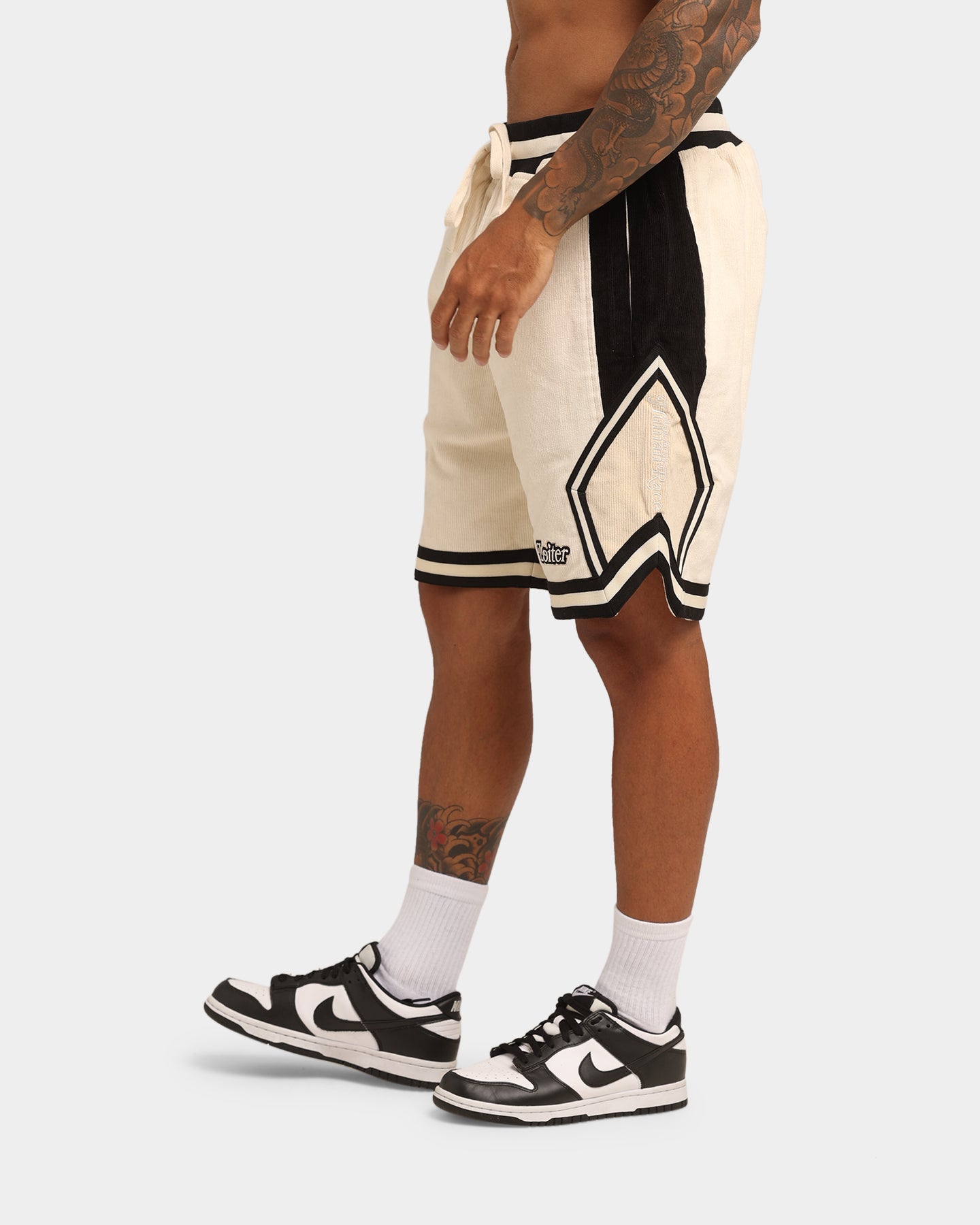 Loiter Carter Corduroy Basketball Shorts Off White/Black
