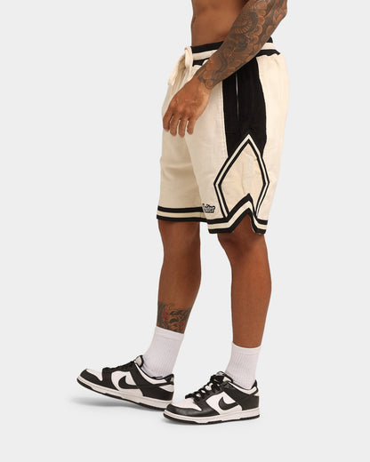 Loiter Carter Corduroy Basketball Shorts Off White/Black
