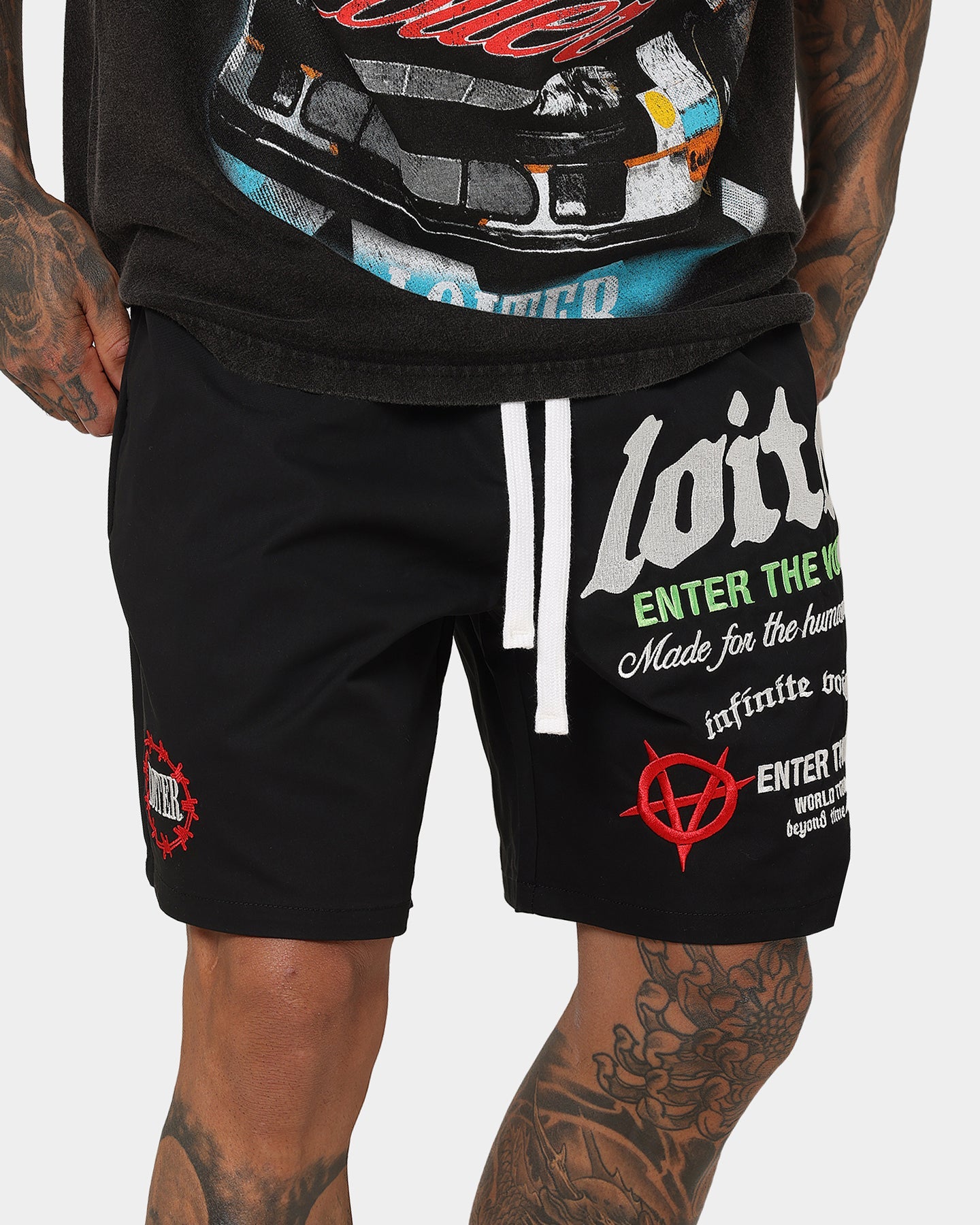 Loiter Void Multi Logo Walk Shorts Black