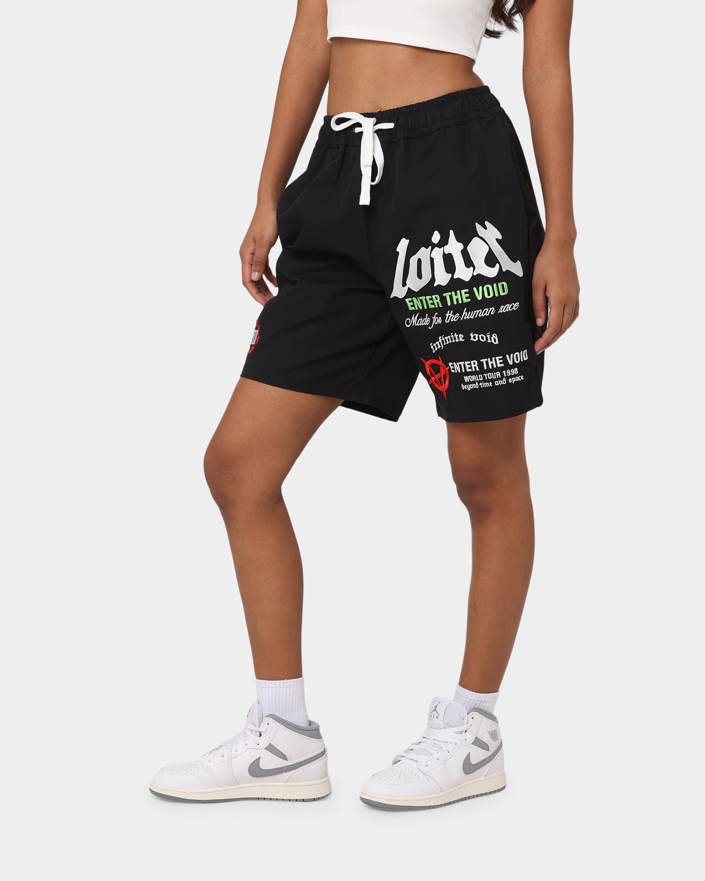 Loiter Void Multi Logo Walk Shorts Black