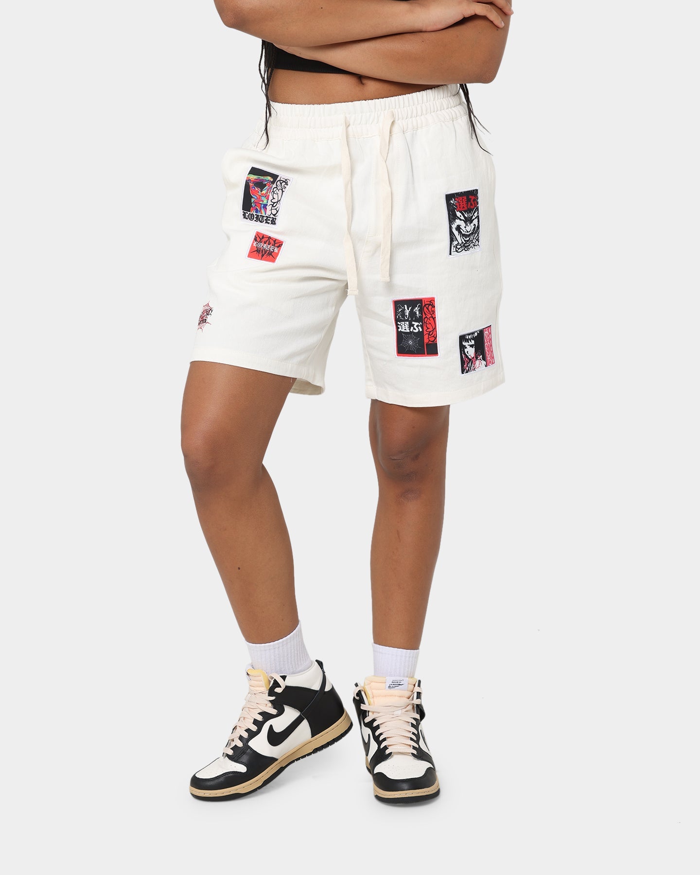 Loiter Patchwork Shorts Ecru