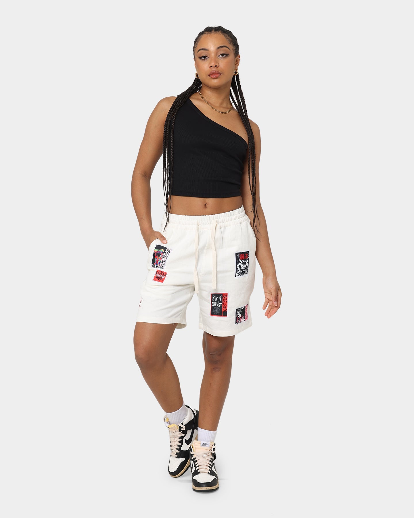 Loiter Patchwork Shorts Ecru