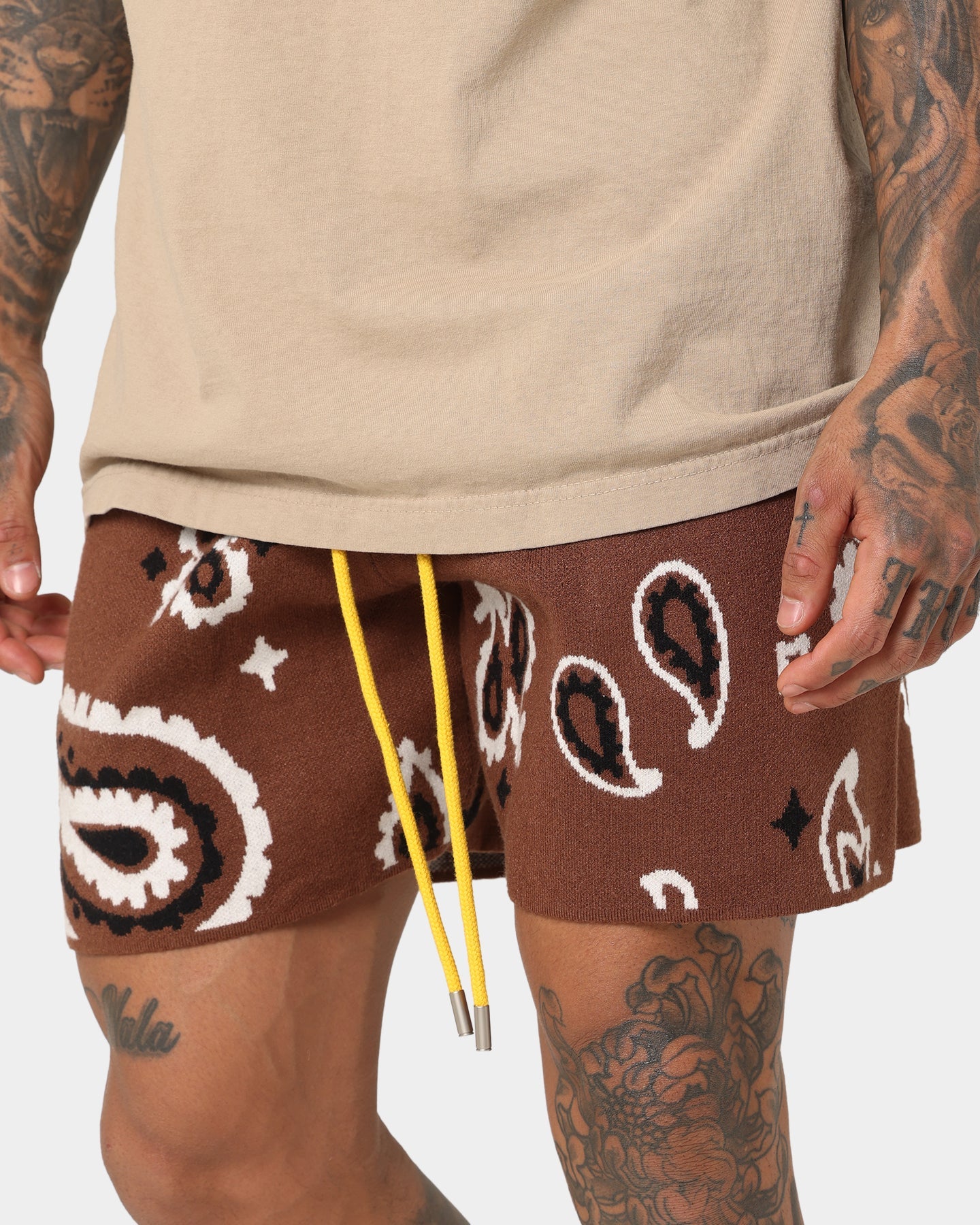 MNML Paisley Knit Shorts Brown
