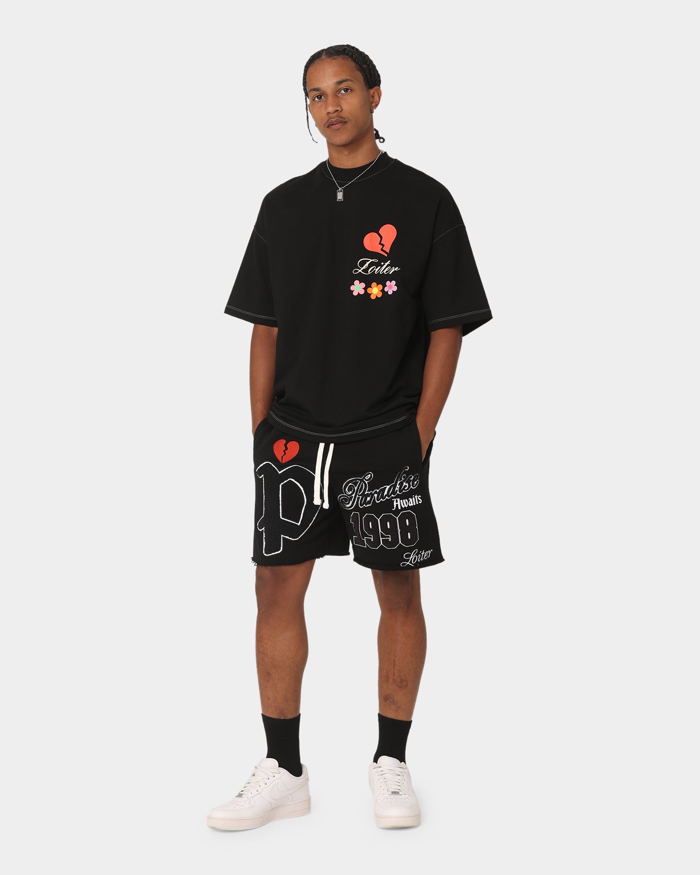 Loiter Paradise Fleece Shorts Black