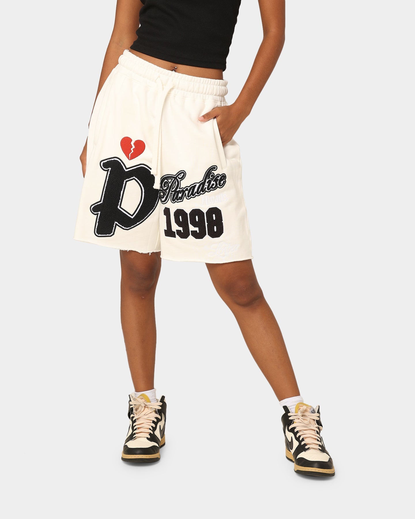 Loiter Paradise Fleece Shorts White