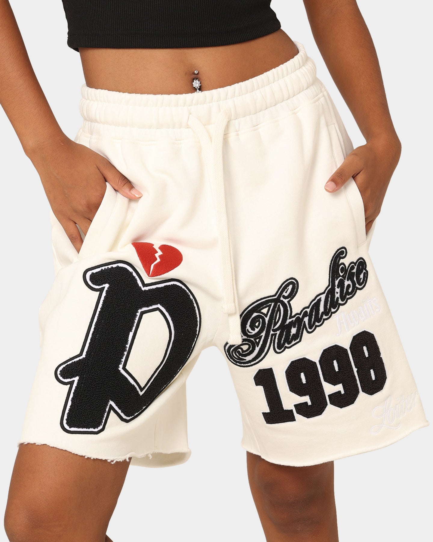 Loiter Paradise Fleece Shorts White