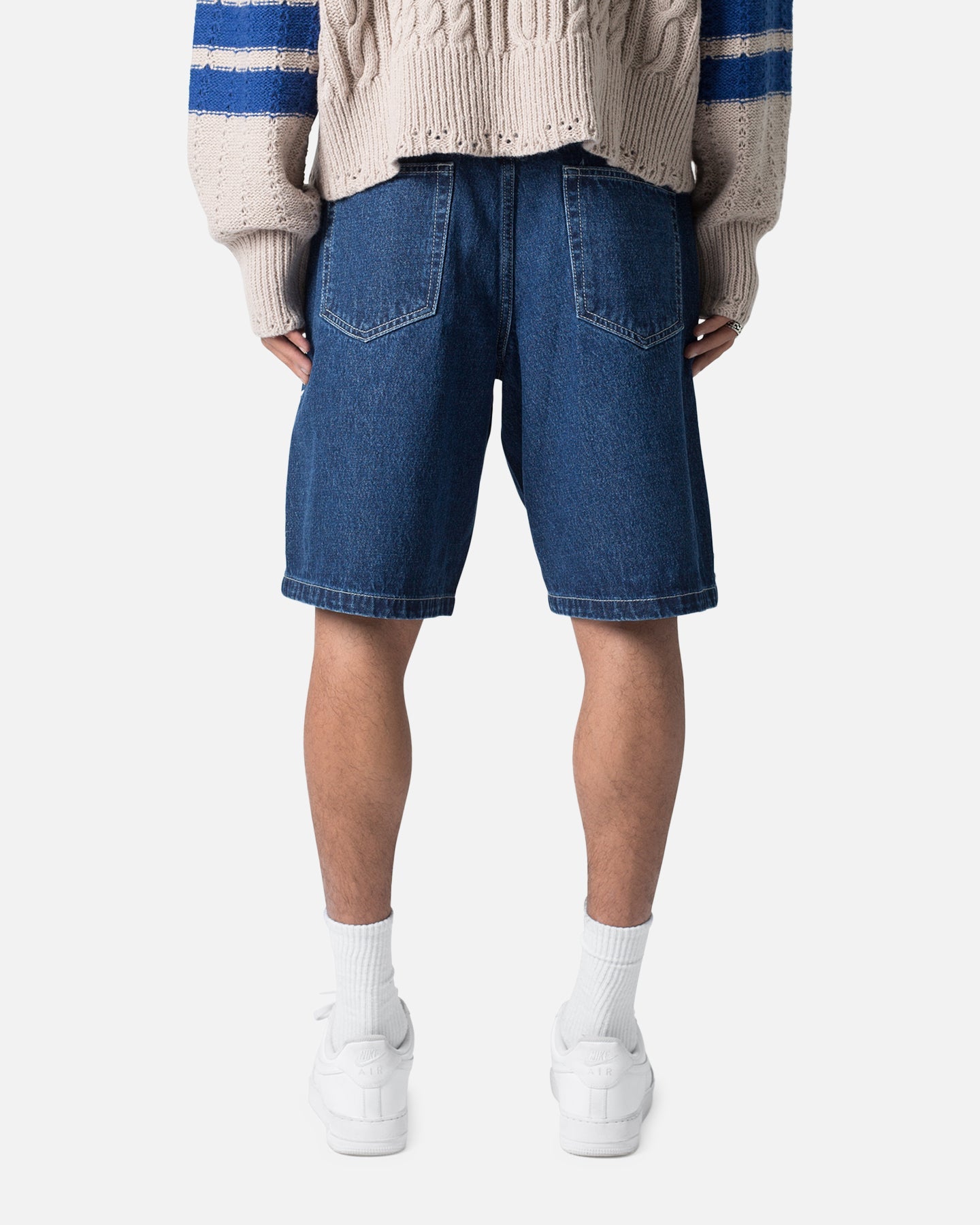 MNML Studded Denim Shorts Blue